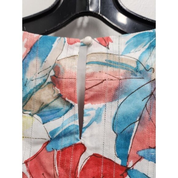 Alfred Dunner Womens Tunic Top Size 16 Multi Leaf Print Crochet 3/4 Sleeve NWT - Picture 9 of 10